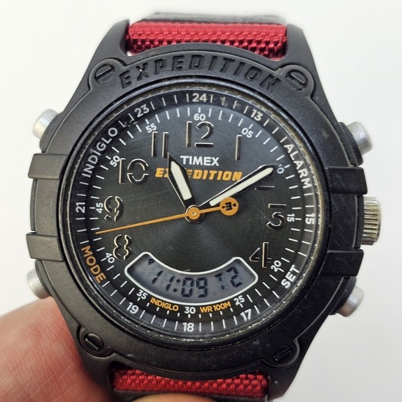 Timex Expedition Analog Digital Men's Watch 40MM NEW Red Nylon Bands NEW Battery - Picture 5 of 16